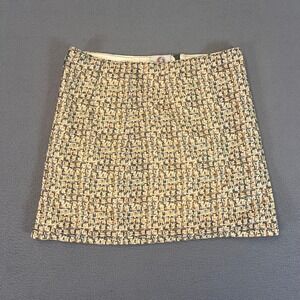 Sorelle Firenze Beige A-line Skirt US Womens Sz 29W X 15L‎ Mini Tweed Like Weave